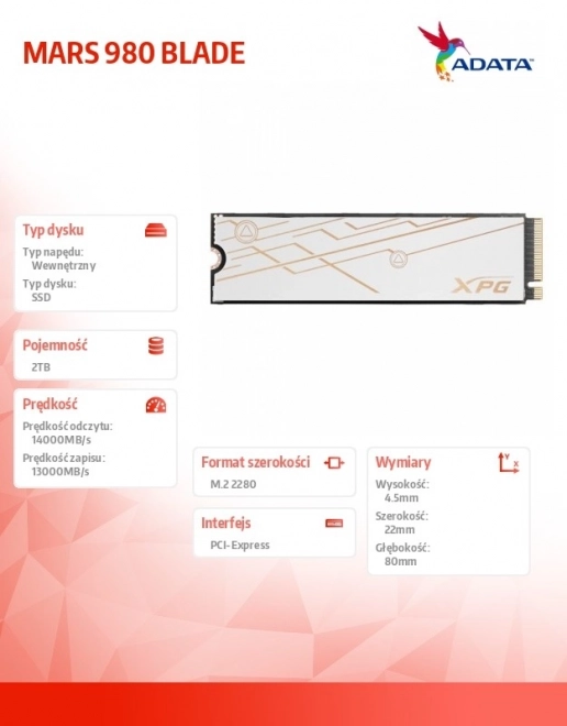 SSD disk XPG Mars pro notebook-uri 2TB PCIe 5x4