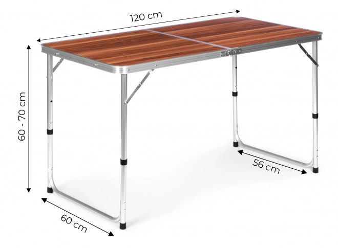 Masa turistică pliabilă pentru camping, blat maro 120 x 60 cm