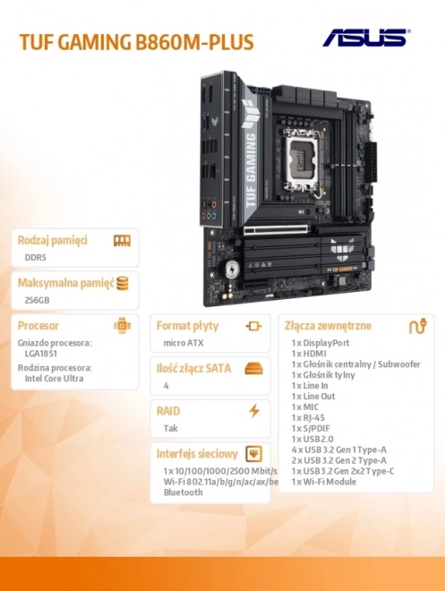 Placă de bază gaming tuf b860m-plus mATX