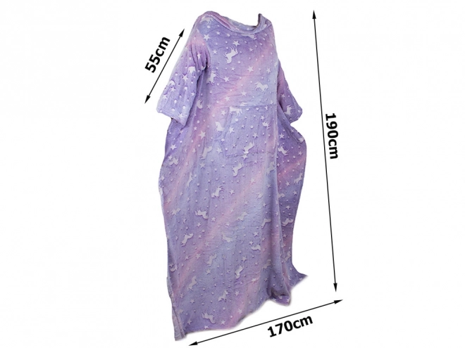 Pătură cu mâneci fleece cald sweatshirt halat neon – violet