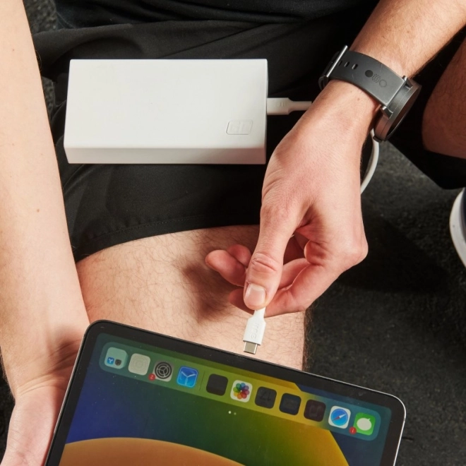 Cablu USB-C la USB-C PowerStream 100W alb împletit 1,2m
