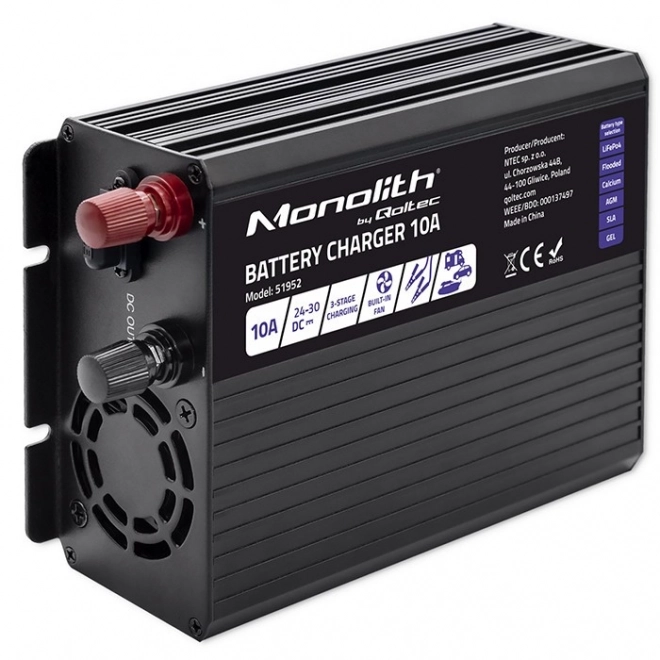 Încărcător inteligent Monolith pentru acumulatori LiFePO4 AGM GEL SLA 10A 24V