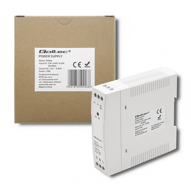 Zasilator din rail 12V 10W slim alb
