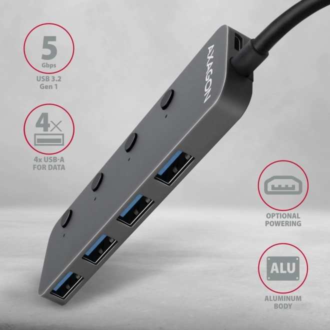 Hub USB 3.2 Gen 1 cu 4 porturi, Axagon