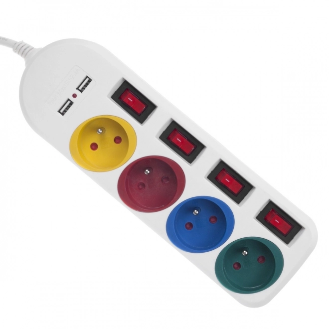 Listă alimentare 4 prize + 2xUSB albă