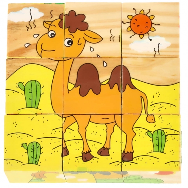 Puzzle educațional din lemn Safari 3D 6v1