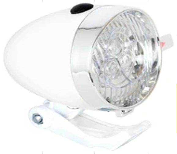 Far față retro cromat pentru biciclete cu LED-uri