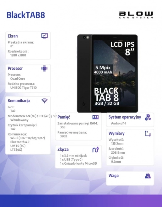 Tablet BlackTAB8 8 inch 4G LTE