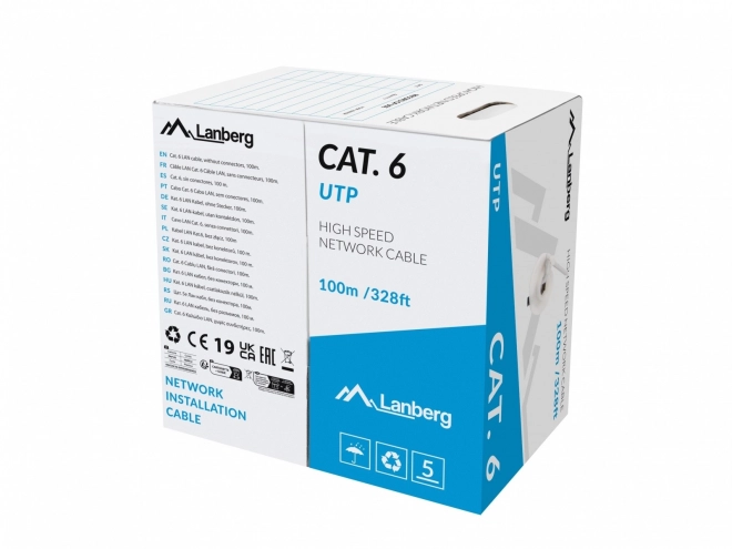 Cablu LAN UTP Categorie 6 Lanberg 100m Cupru Gri