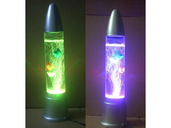 Lampă de noapte cu pești decorativi și efect apă Lava