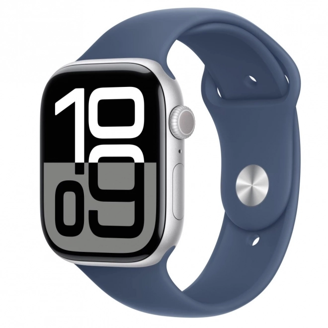 Apple Watch Seria 10 GPS aluminiu 46 mm argintiu curea sport denim S/M