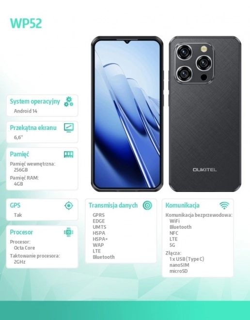 Smartfon WP52 5G cu 256 GB;