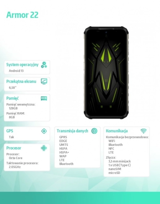 Smartphone Armor 22 4G 8/256GB Verde