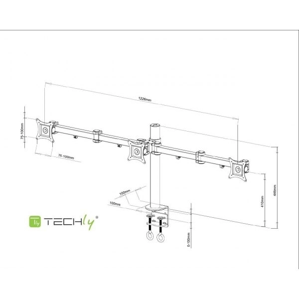 Suport birou LCD/LED pentru trei monitoare 13-24 inch