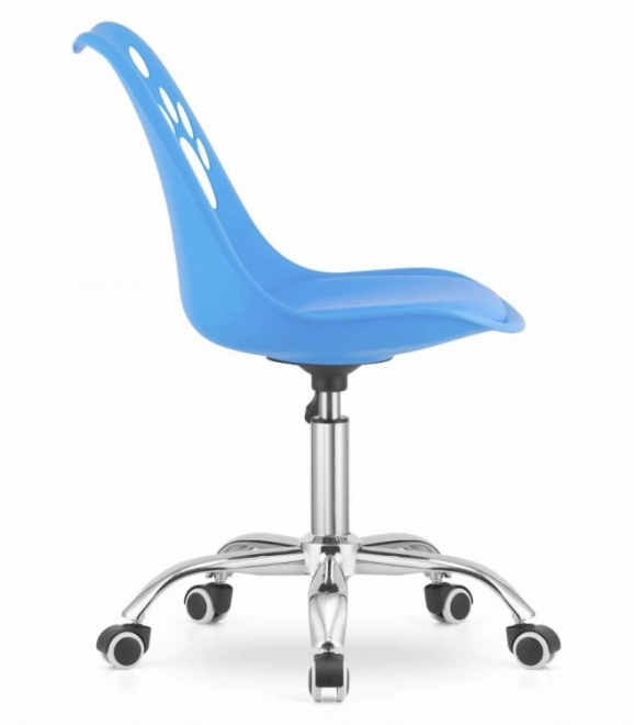 Scaun Rotativ Albastru Eco-piele cu Bază Cromată