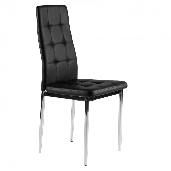 Set de 4 scaune negre pentru sufragerie și living cu tapițerie matlasată și picioare cromate