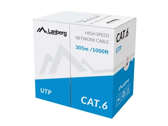 Cablu UTP Categoria 6 cu conductor din cupru de 305m gri