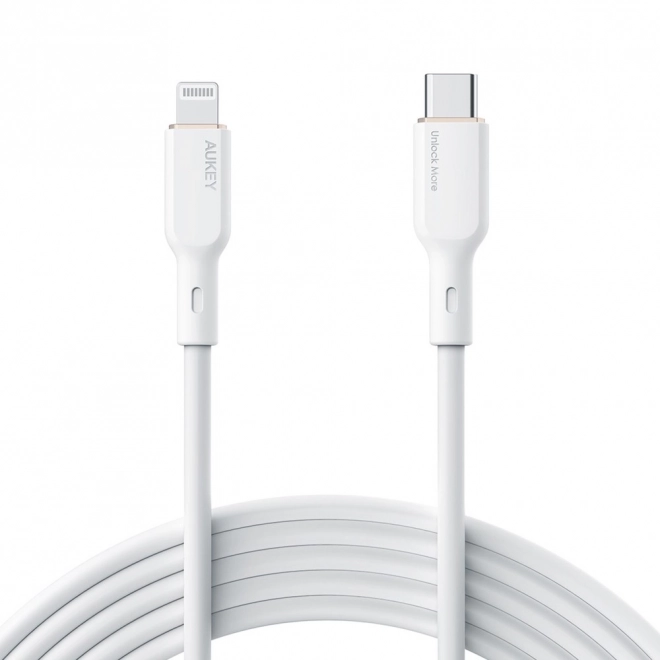 Cablu Lightning-USB C silicagel Alb