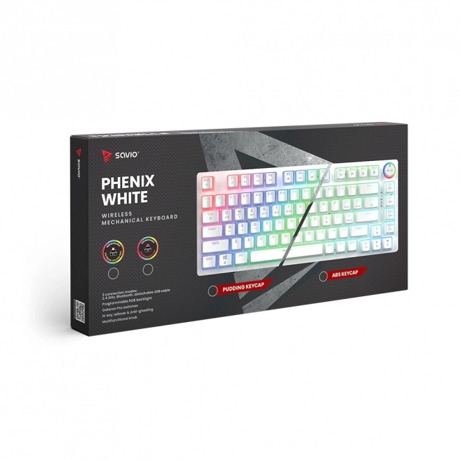 Tastatură mecanică wireless Savio Phenix White Gateron Yellow