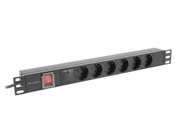 Listă de alimentare Rack PDU Lanberg 19 inci 1U 16A 5x Schuko neagră