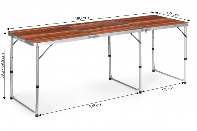 Masă turistică masă pliantă camping blat maro 180 x 60 cm