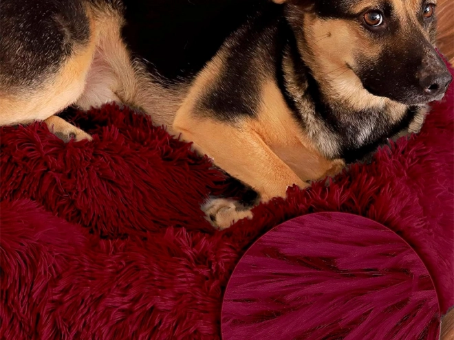 Pisică pufoasă pat moale canapea pernă 80 cm – burgundy