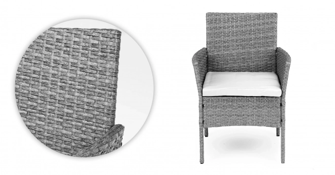 Set mobilier de grădină cu aspect de ratan – masă și scaune gri MultiGarden