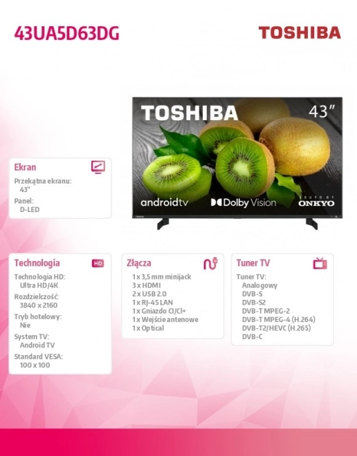 Televizor LED de 43 inci 43UA5D63DG