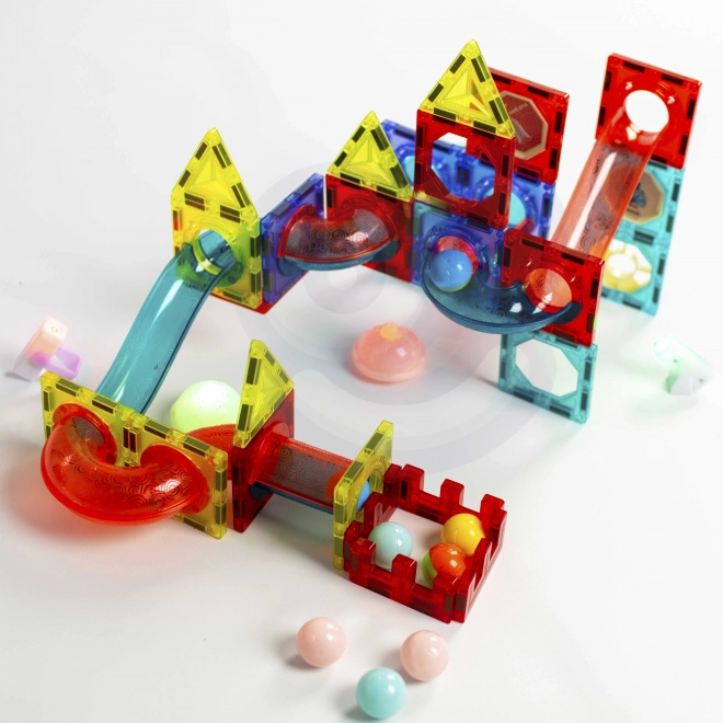 Set de construcție magnetic cu bile luminoase - 75 elemente