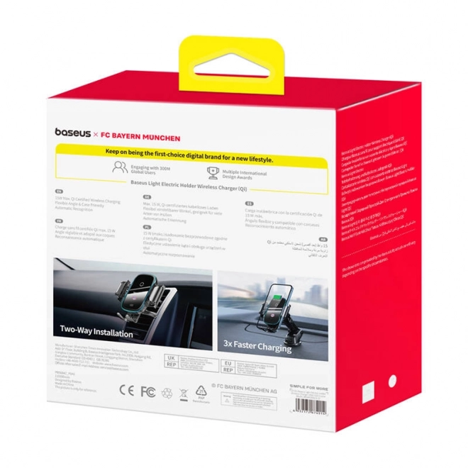 Suport auto cu încărcător Baseus 15W negru ediție Bayern