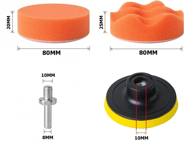 Set de bureți de lustruit pentru bormașină 80 mm