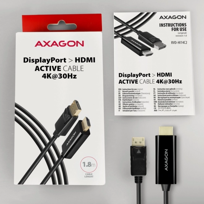Adaptor activ DisplayPort la HDMI 1.4 cu cablu de 1,8m, 4K/30Hz