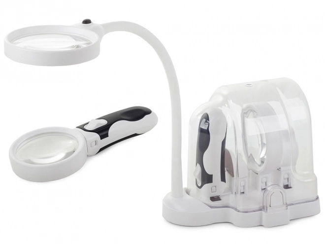 Lupă de birou 2 în 1 LENTILE INTERSCHIMBABILE 6 LED-uri