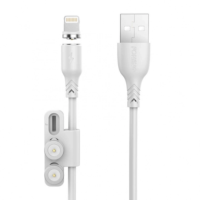 Cablu magnet Foneng 3 în 1 USB-C Lightning Micro USB alb