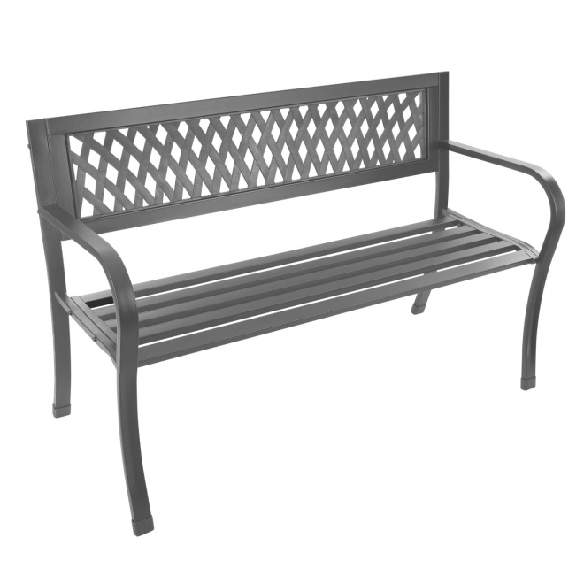 Bancă de grădină cu spătar, bancă de parc pentru terasă și balcon, structură metalică, grafit