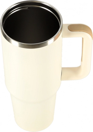 Cana termică crem cu pai și mâner 1200 ml