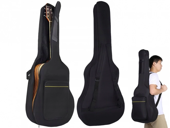 Husă pentru chitară acustică cu buzunare și întărituri