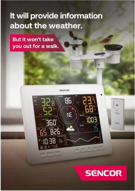 Stație meteorologică inteligentă WiFi cu senzor 7 în 1