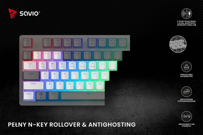 Tastatură mecanică wireless Phenix White cu Gateron Red Pro Pudding