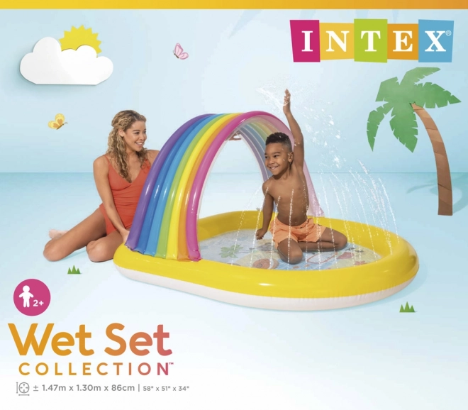 Piscină gonflabilă cu acoperiș de curcubeu
