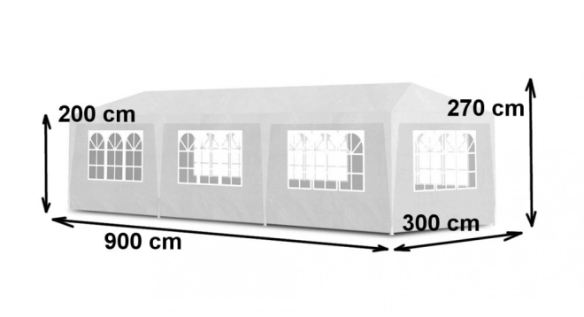 Pavilion de grădină MultiGarden, 3x9 m, 8 pereți, alb