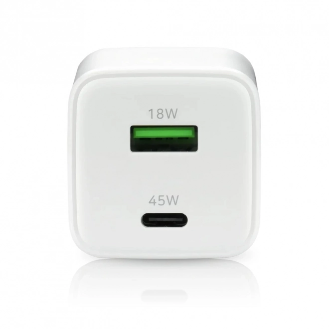 Încărcător de rețea GaN cu USB și USB-C 45W Alb