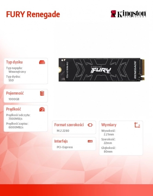 SSD Kingston Fury Renegade 1TB PCIe 4.0 NVMe M.2