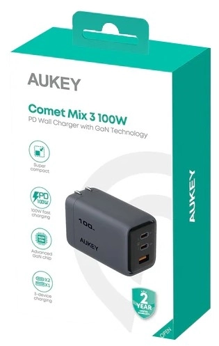 Încărcător Rapid Aukey Comet Mix 3 cu 3 Porturi 100W