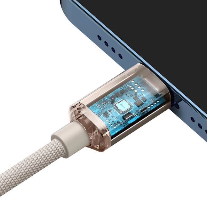 Cablu Baseus Crystal Shine USB-C la iP, 20W, 2m, roz