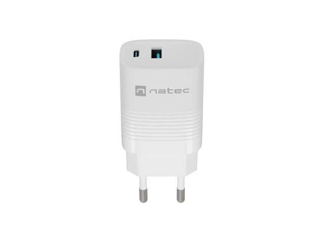 Încărcător de perete Natec Ribera GAN 30W USB-A și USB-C Alb