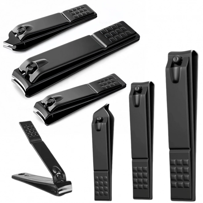Set unghiere din oțel inoxidabil, 3 piese, negru