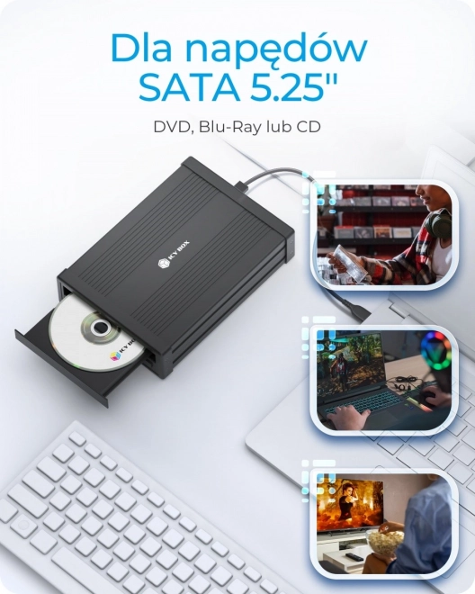 Carcasă externă pentru unitate SATA 5.25 inch neagră