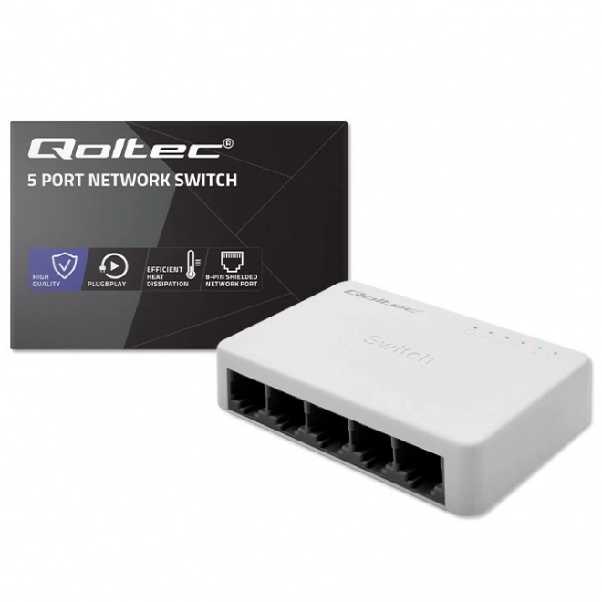 Comutator rețea 5 porturi RJ45 Fast Ethernet Qoltec
