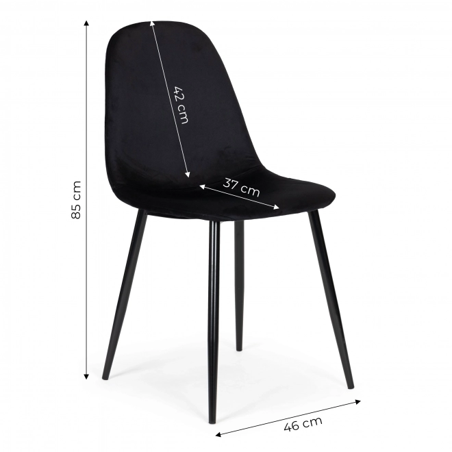 Set de scaune din catifea pentru sufragerie și living room - negru